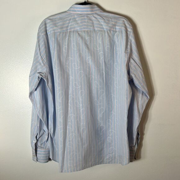 TED BAKER Archive Men's Button‎ Front Shirt Paisley Patter Blue Size 16.5 Neck - Picture 4 of 14